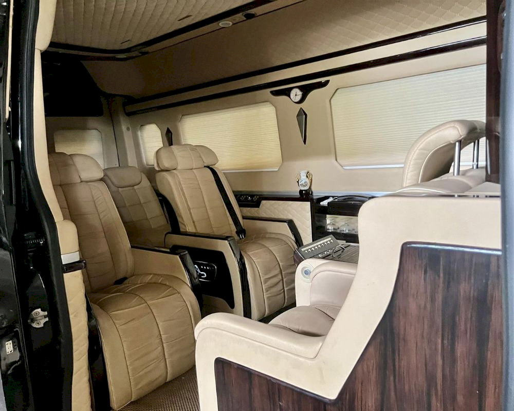 The limousine has fewer passengers and many amenities 